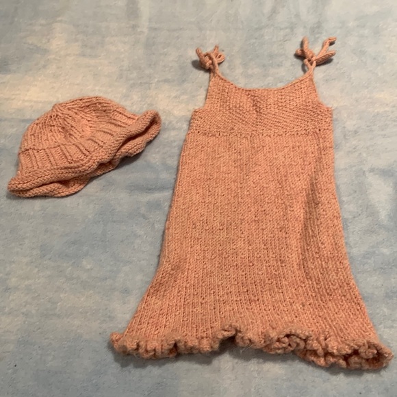 Other - Wool! Hand knit dress with matching hat